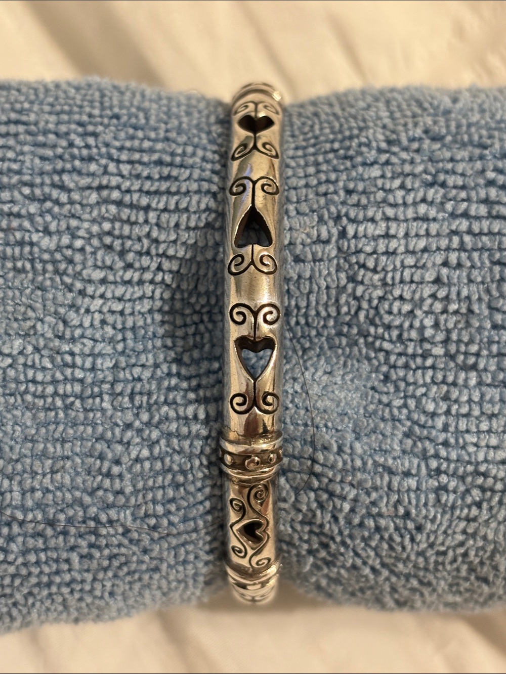 Brighton Silver Heart Scroll Bangle Bracelet